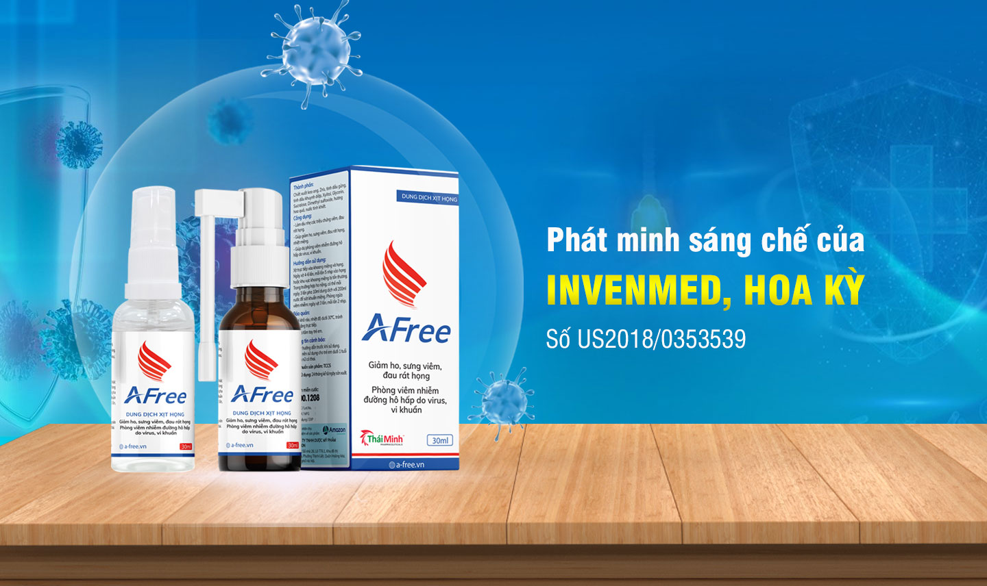 Xịt Họng AFree Thái Minh Pharma - Giảm Ho, Sưng Viêm, Rát Họng